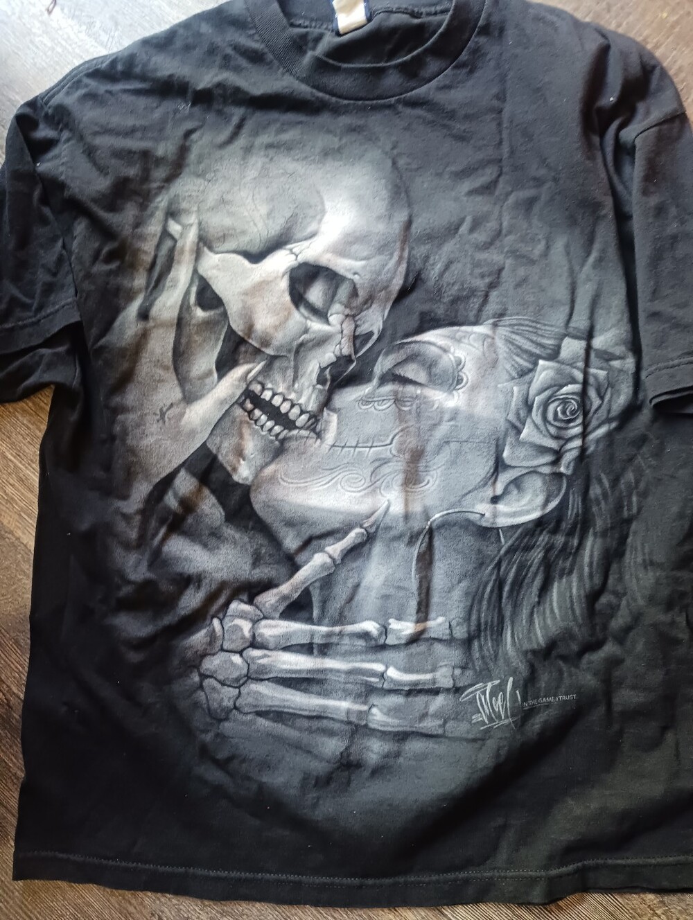 OG ABEL Tango Skeleton Dark Romance XL Graphic Tee T-Shirt Chicano Tattoo F2